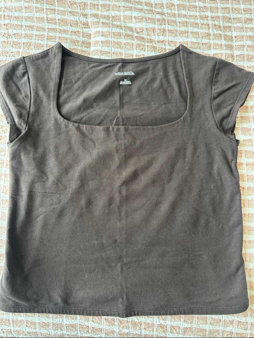 wild fable Black Square Neck Short Sleeve Top